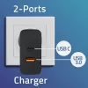 Qoltec 52381 Super Quick PD laadija | 1xUSB-C | 1xUSB | 90W | 5-20V | 2.4-4.35A | Must