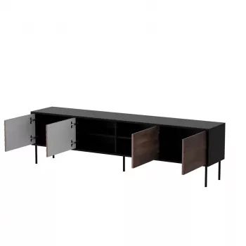 TV-kapp cama meble CORTINA 4D 200x40x55 cm, must pealispind, pähklipuidust esipaneelid