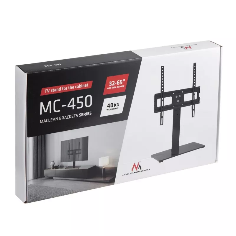 Telerialus MACLEAN MC-450 32–65 tolli teleritele, max koormus 40 kg, VESA kuni 400×400, laua/töölaua pealne