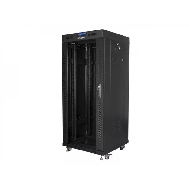 Eraldiseisev rack LANBERG FF01-6627-12BL 19 tolli 27U 600x600 mm klaasuksega, 800 kg kandevõime