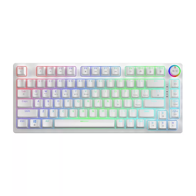SAVIO PHENIX WHITE juhtmeta mehaaniline klaviatuur, Gateron Red Pro, ABS