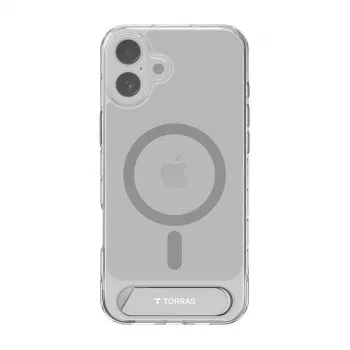Torras Pstand Series ümbris iPhone 16 Plus jaoks — läbipaistev kaitseümbris integreeritud tugijalaga