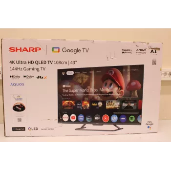 Nutiteler Sharp 43HR7265E 43-tolline (108 cm) 4K UHD LED, Google TV, Wi‑Fi, HDMI/USB/RJ45 — Must — Kahjustatud pakend