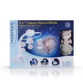 Beebimuusikakarp B-kids 3in1 Infantino 150302050 — puudriroosa, 3-ühes rahustav mänguasi