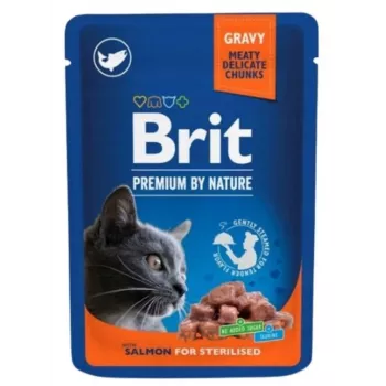 Niiske kassitoit Brit Premium Cat Salmon Sterilised kotike 100 g, teraviljavaba, täiskasvanud kastreeritud, 82% niiskus