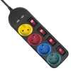 Pikendusjuhe MACLEAN MCE229B — 4 vahelduvvoolupistikut, 2× USB-A, 1,5 m kaabel, 10 A, tüüp F, siseruumidesse, must