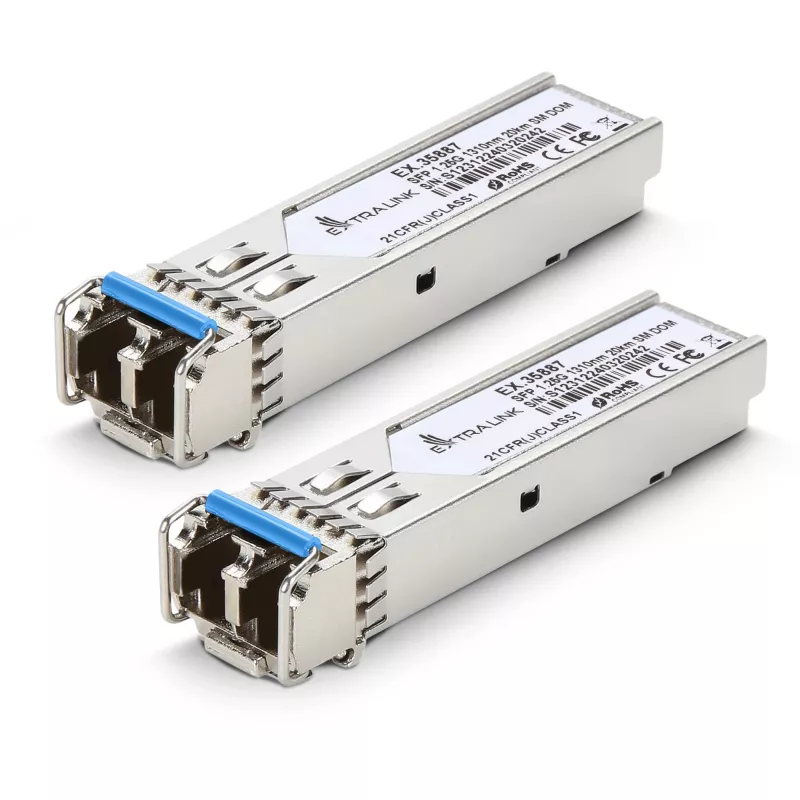 Extralink SFP 1.25G moodul, 2-pakend, 1.25Gbps, LC/UPC, 1310nm, 20km, ühemoodiline, DOM