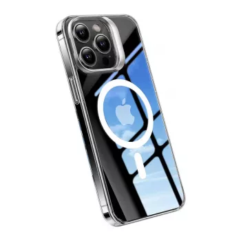 Torras UPRO Lstand Clear-Mag telefoniümbris iPhone 15 Pro jaoks — läbipaistev magnetiline L-aluse disain