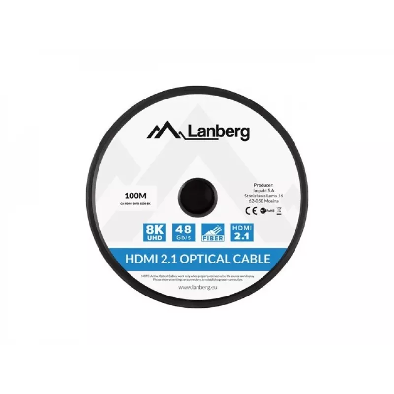 HDMI-kaabel Lanberg CA-HDMI-30FB-1000-BK 100 m Must