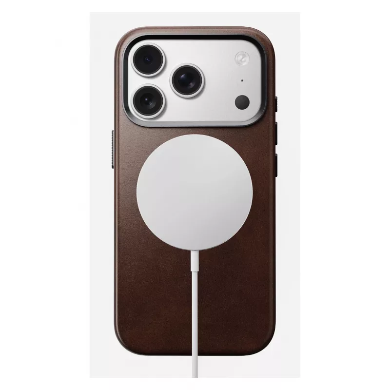 Mobiiltelefoni ümbris Nomad Traditional Leather ümbris iPhone 17 Pro jaoks, nahk, mikrokiud, sobib kuni 6,3 tolli (16 cm), pruun