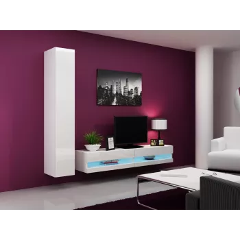 TV-alus cama meble VIGO NEW 30/180/40, valge läikiv pealispind, puitlaastplaat, 1800×400×300 mm