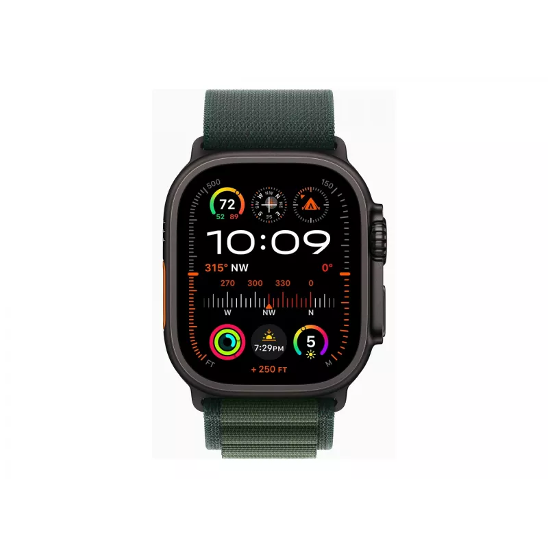 APPLE Watch Ultra 2 GPS + Cellular 49mm musta titaanist korpusega ja tumerohelise Alpine Loop - suur rihmaga