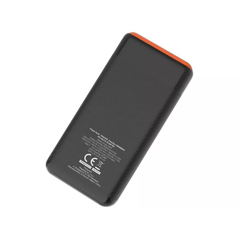 TRACER EnerGen 20000 mAh akupank, Power Delivery 20W, USB-C sisend, 2×USB-A väljundit, toetab 3 seadet, oranž
