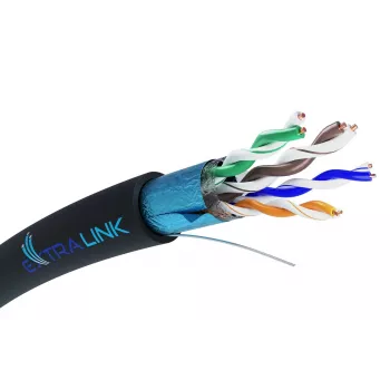 Võrgukaabel Extralink keerdpaar CAT5E FTP (F/UTP) V2 Outdoor 305M must