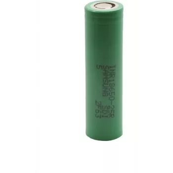 Korduvalt laetav liitiumioonaku 18650 Samsung INR18650-25R 2500 mAh suurvool lame ots