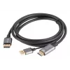 Lanberg CA-HDDP-20CU-0018-BK videokaabli adapter 1.8 m DisplayPort HDMI + USB must, hõbedane