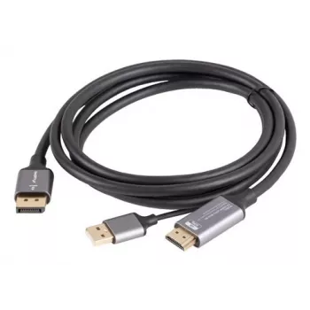 Lanberg CA-HDDP-20CU-0018-BK videokaabli adapter 1.8 m DisplayPort HDMI + USB must, hõbedane