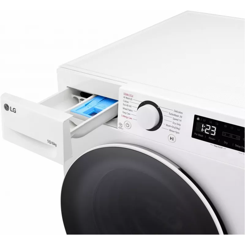 LG F4DR510S0W pesumasin-kuivati 10 kg 1400 p/min valge
