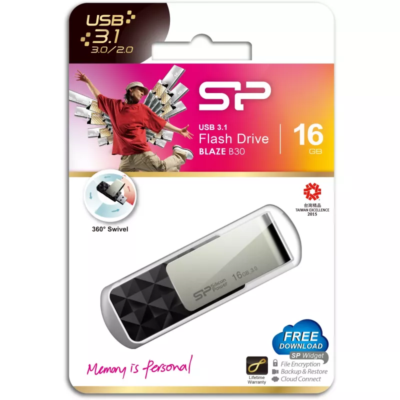 USB-mälupulk Silicon Power 16 GB, USB Type-A, 3.2 Gen 1, Blaze B30