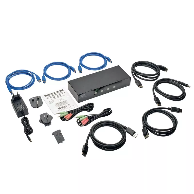 EATON TRIPPLITE 4-pordiline DisplayPort KVM-lüliti helikaablite ja USB 3.0 SuperSpeed jaoturiga (B004-DPUA4-K)