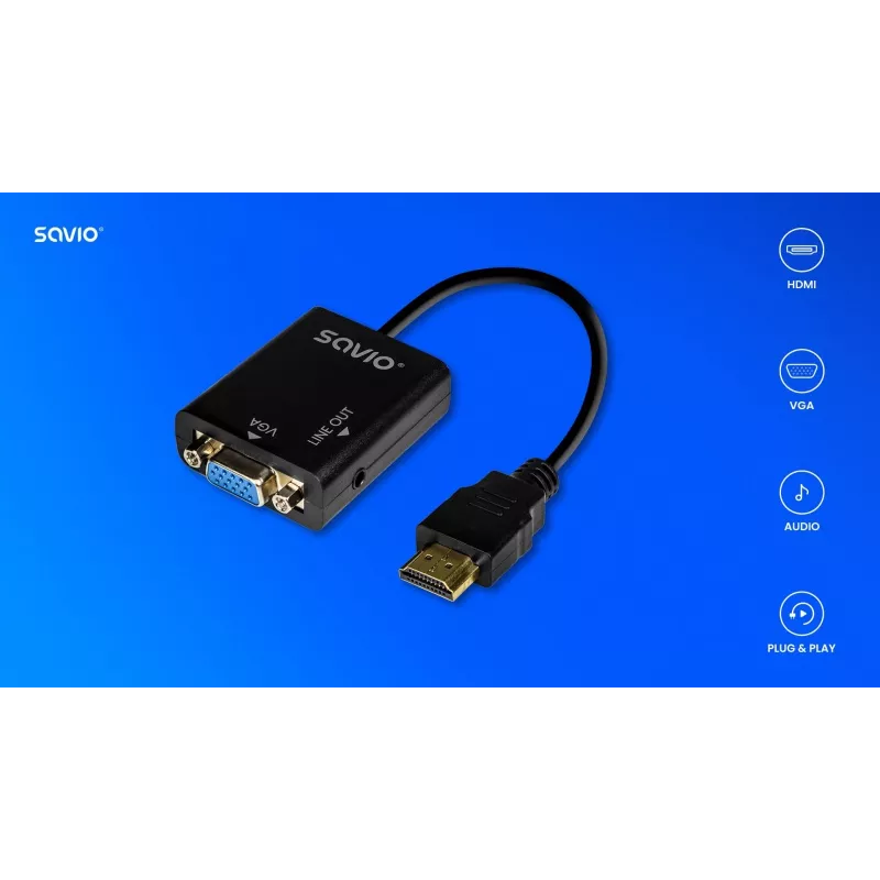 Adapter HDMI-VGA heliga AK-76 Savio SAVAK-76