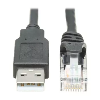 EATON TRIPPLITE USB-A–RJ45 pöördkonsoolikaabel M/M – Cisco-ga ühilduv 250 kbps, 6 jalga, 1,83 m, must (U009-006-RJ45-X)