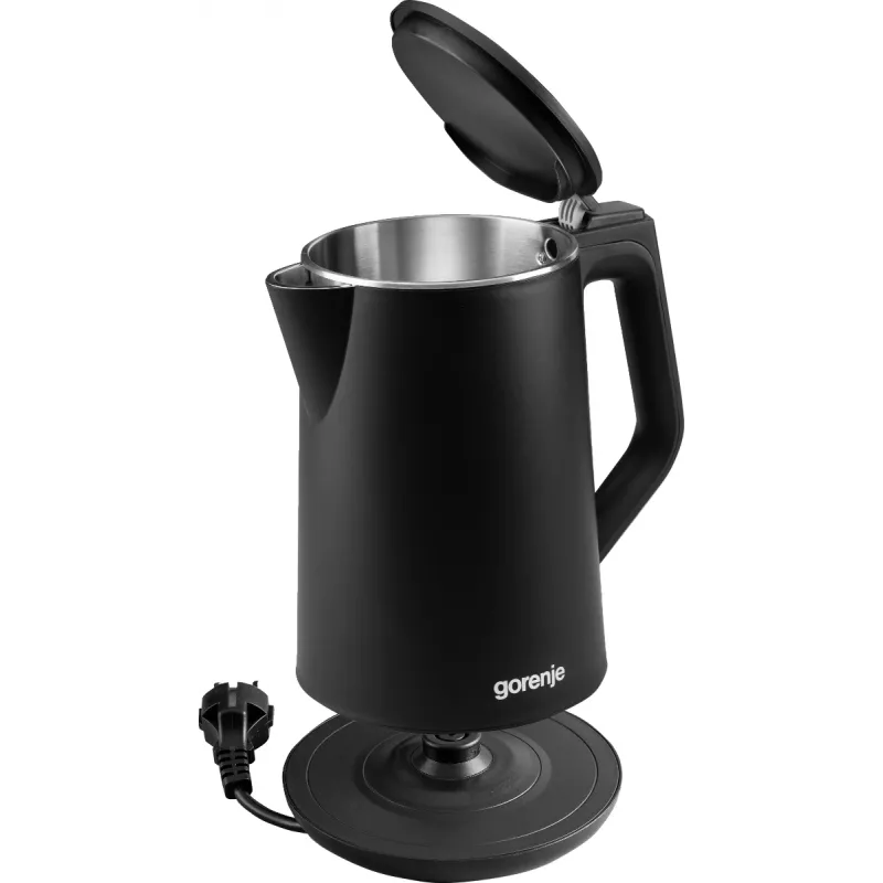 Elektriline veekeetja Gorenje K15DWBK — 1,5 L, 2200 W, must, nuppjuhtimine, 360° alus