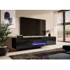 TV-kapp Cama Meble SLIDE 200K elektrilise kaminaga 200×40×37 cm läikiv must, MDF-uksed, puitlaastplaadist raam