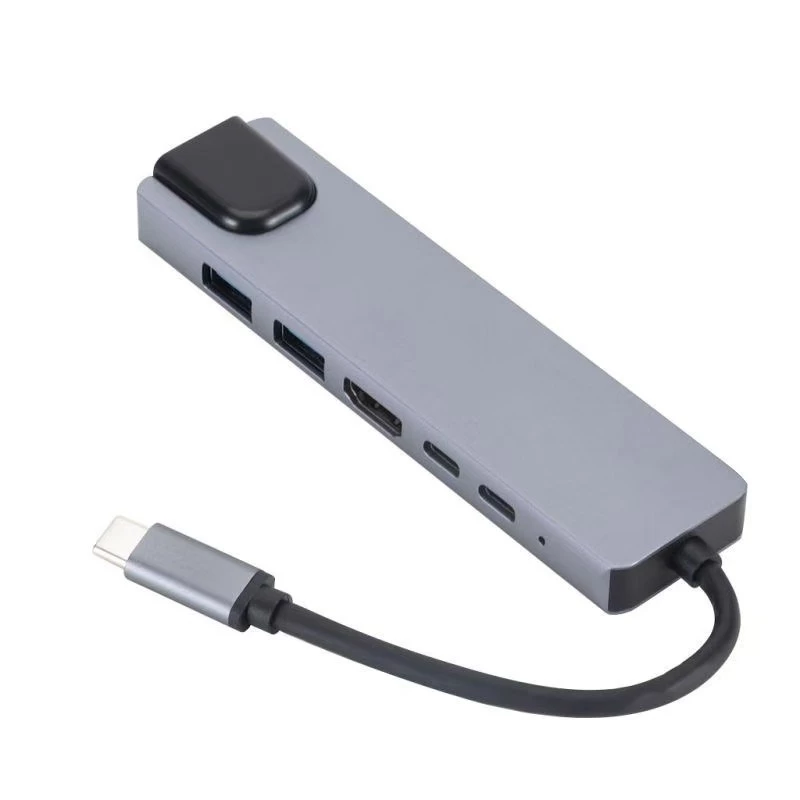 GEMBIRD USB-C 6-ühes mitme pordiga adapter A-CM-COMBO5-06 — HDMI, PD 54 W, Gigabit Ethernet, 2× USB-A, USB-C (5 Gbit/s)