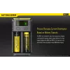 Akulaadija Nitecore NEW i2 — 2 pesaga laadija LiFePO4, Li-Ion, NiMH akudele; sisend 100–240V; väljund 9–12V; toetab AAAA/C/D/AAA/AA; must