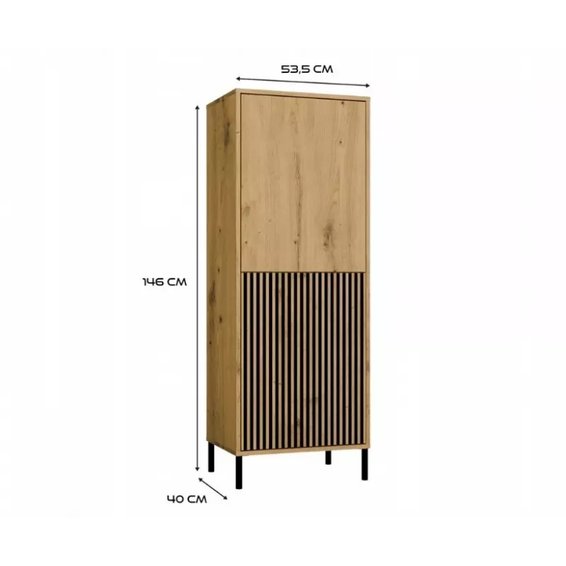 KAMARO 2DK õhuke/GŁ tamm ARTISAN DISPLAY CABINET