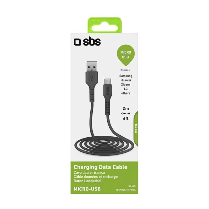 SBS TECABLEMICRO2K 2m USB A Micro-USB B isane-isane must USB-kaabel (TEKabelMICRO2K)