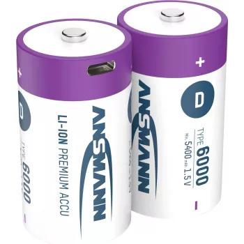 1314-0005 liitium-ioon laetavad patareid Mono D suurus 6000 min. 5400 mAh karbis 2 tk - Aku - Mono