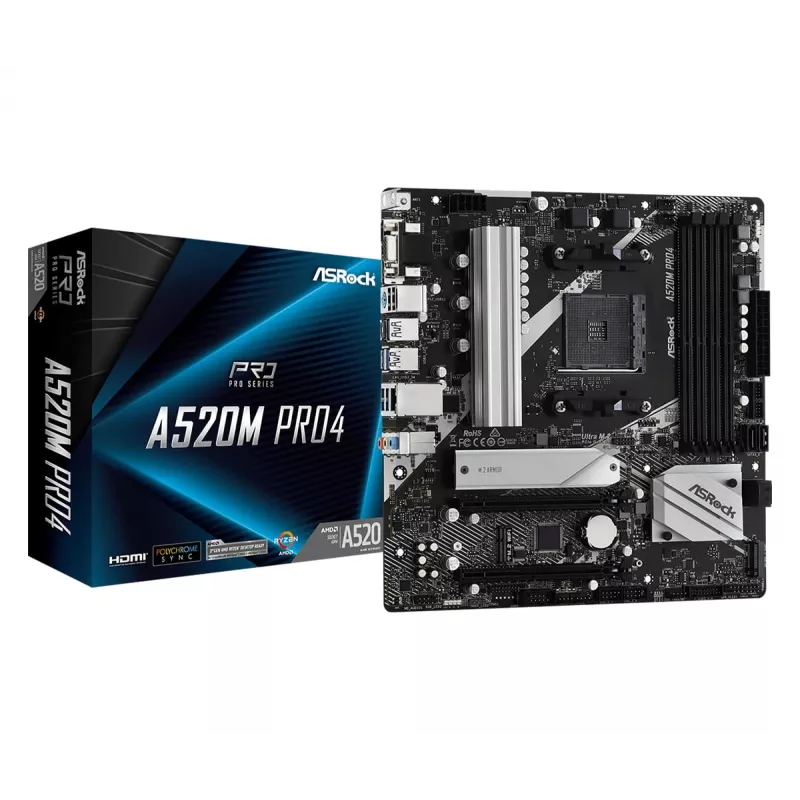 Emaplaat ASRock A520M PRO4 Socket AM4 micro ATX