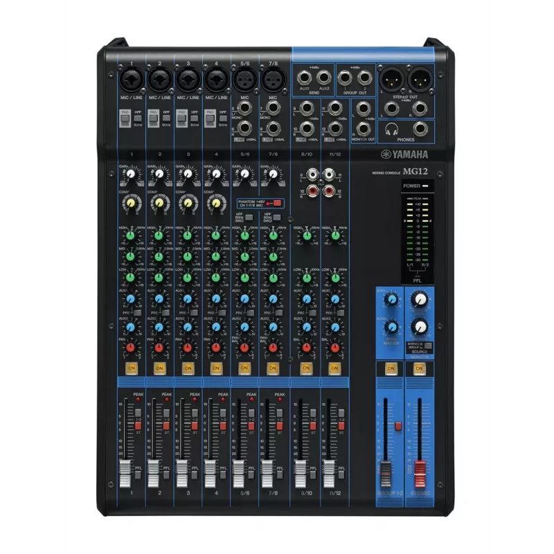 Helipult YAMAHA MG12 12-kanaliline, 24-bitine DSP, 192 kHz diskreetimissagedus, 48 V fantoomtoide
