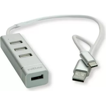 ROLINE 14.02.5037 Liidesejaotur USB 2.0 480 Mbit/s Hõbedane - Valge (14.02.5037)
