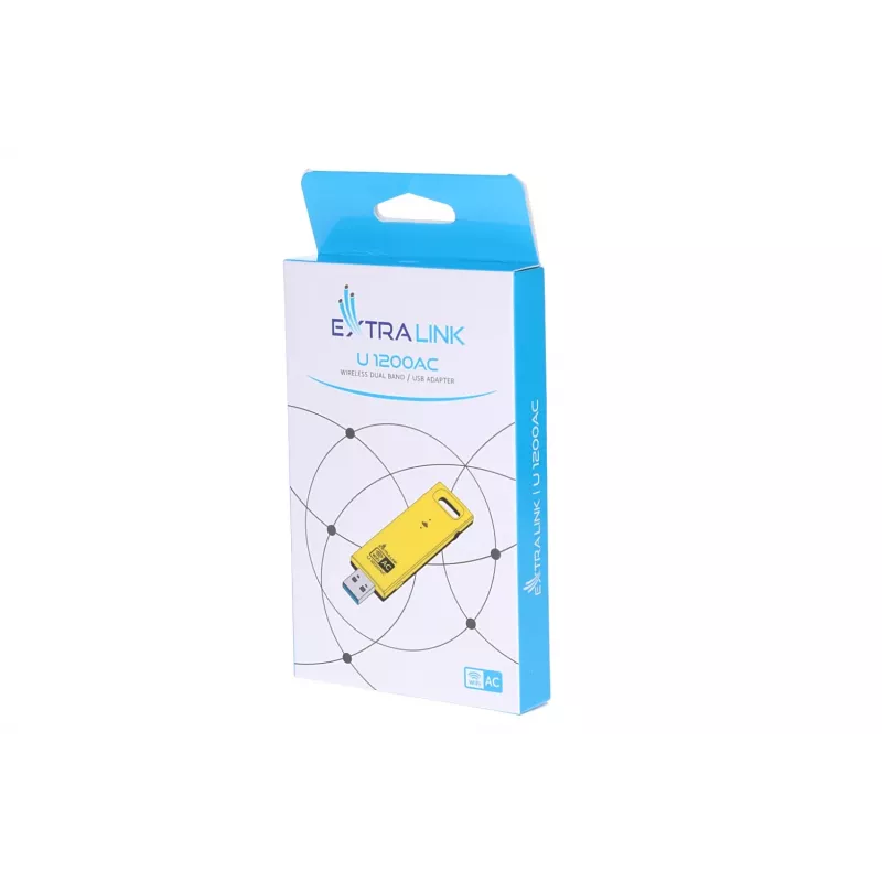 Juhtmevaba USB-adapter Extralink U1200AC AC1200 kaheribaline, kollane plastik