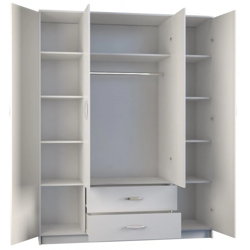 Topeshop ROMANA 160 BIEL KPLB bedroom wardrobe/closet 11 shelves 4 uks(s) valge