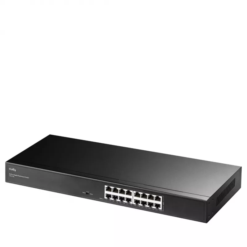 Võrgulüliti Cudy GS1016L — 16-pordiline Gigabit Ethernet (10/100/1000), 32 Gbit/s kommuteerimisvõimsus, riiulikinnitus
