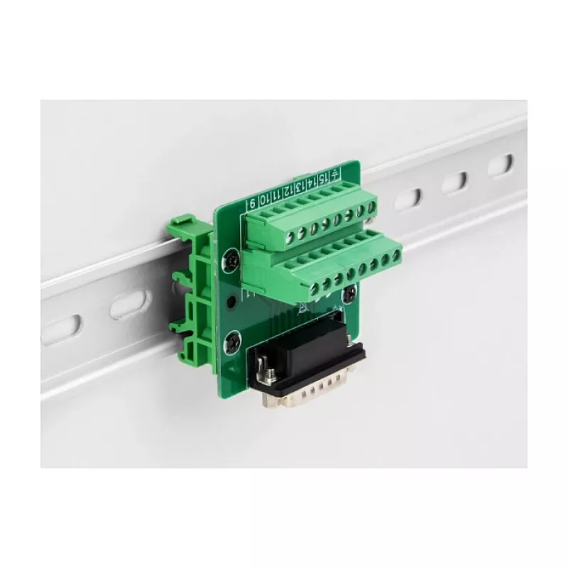 DeLOCK D-Sub 15 pin female to Terminal Block for DIN rail 58mm x 61mm x 30mm