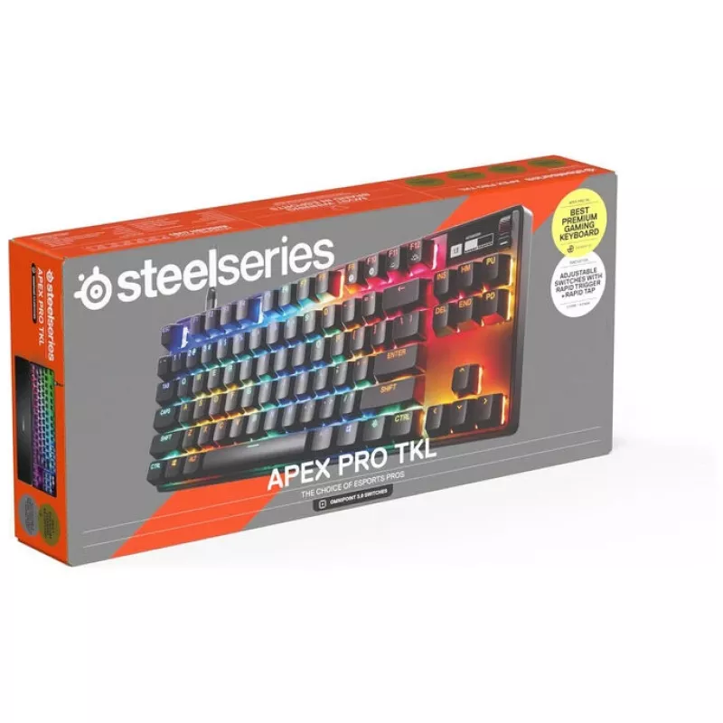 Mehaaniline mänguriklaviatuur STEELSERIES Apex Pro TKL Gen 3 OmniPoint — Numbriklahvideta, reguleeritav käivituspunkt, kompaktne paigutus