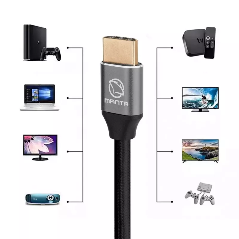 HDMI-kaabel MANTA HDMI-3MC 3 m — toetab kuni 8K eraldusvõimet