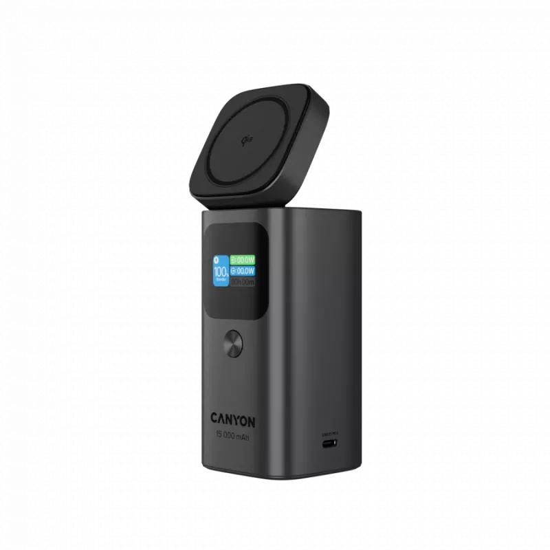 CANYON Qi2 magnetiline toitepank OnPower 150 15000mAh Alumiinium Tumehall