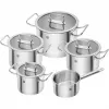 Keedunõude komplekt ZWILLING 65120-005-0 — 5-osaline roostevabast terasest kastrulite komplekt, kaantega, ahju- ja nõudepesumasinakindel, mittenakkuva kattega, max 200°C