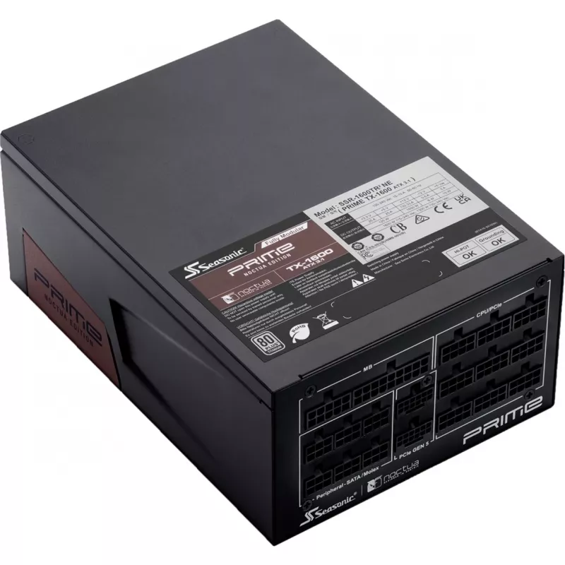 PRIME TX-1600 Noctua Edition, arvuti toiteplokk must, 2x 12-pin High Power GPU, 6x PCIe, kaablihaldus, 1600 W