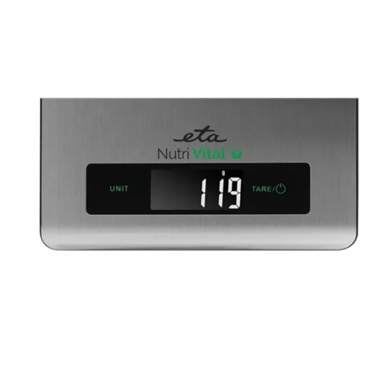 Elektrooniline köögikaal ETA Nutri Vital Metallic Rectangle — 5 kg kandevõime, 1 g täpsus, LCD