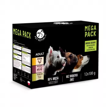 Märg koeratoit kottides PetRepublic 12 x 100 g — kana, veiseliha, lambaliha