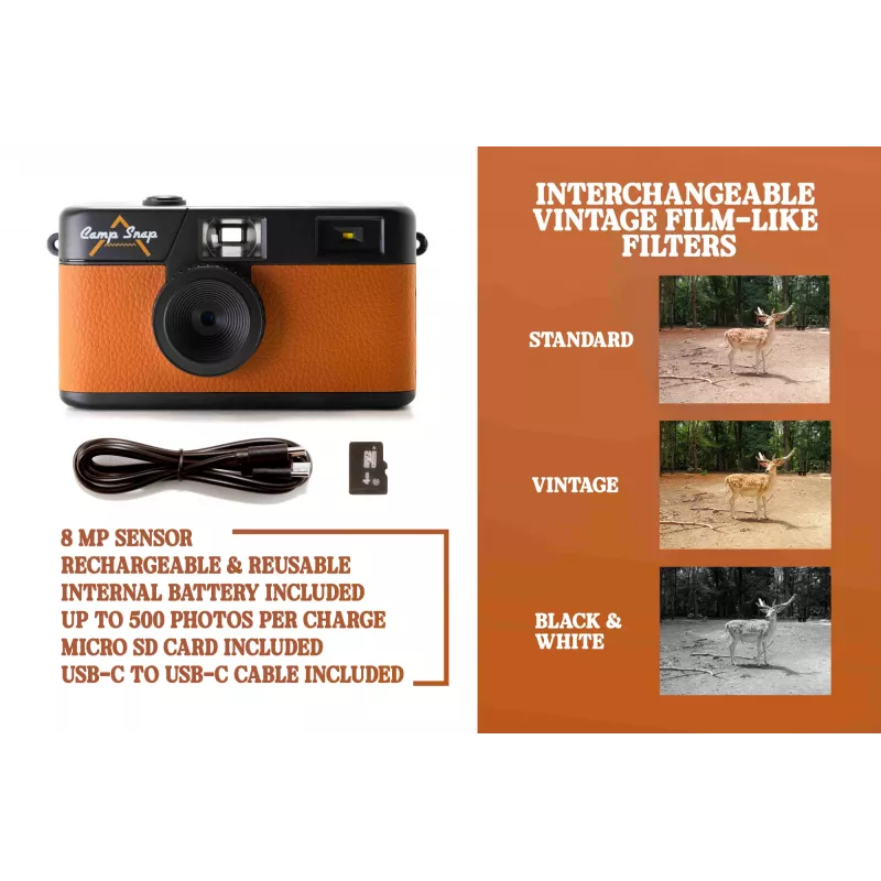 Ekraanita digikaamera Camp Snap CS-V105-BR-JP — pruun kompaktkaamera ilma ekraanita