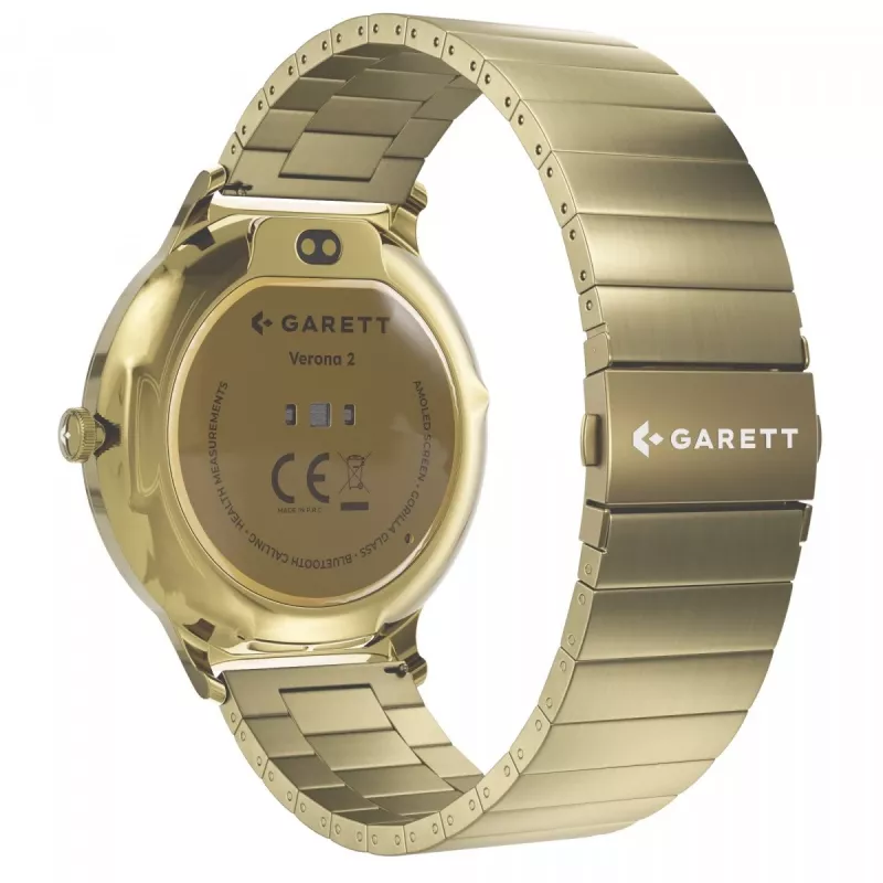 Nutikell Garett Verona 2 Gold Steel Bluetoothi ja pulsikellaga
