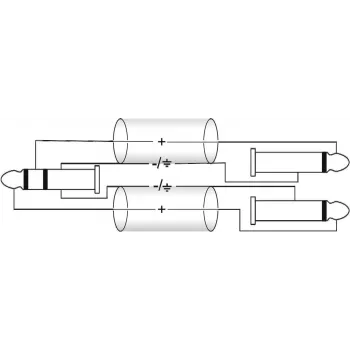 Adapterkaabel Omnitronic 3,5 mm kuni 2×6,3 mm, 6 m, must